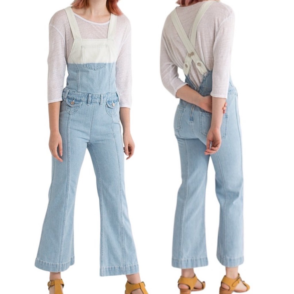 Ulla Johnson Claude Ombre Light Wash Flare Leg Denim Overalls In Women's Size 6